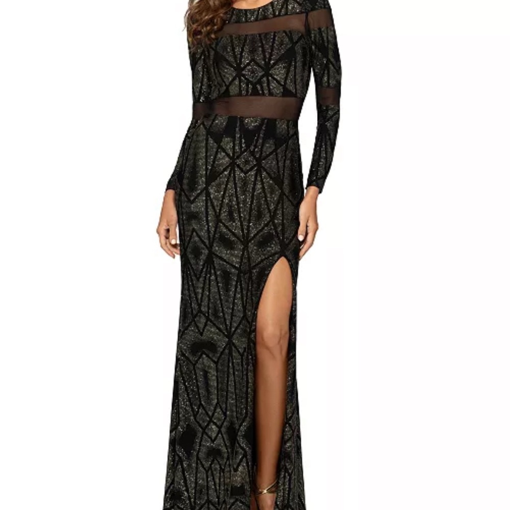Betsy & Adam Women's Long-Sleeve Round-Neck Glitter Dress Size 6